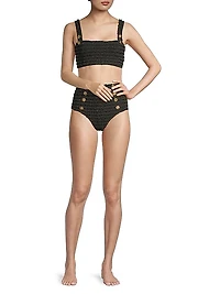 Crinkled Metallic Bikini Bottom