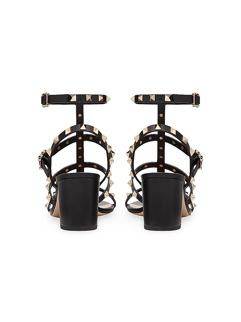 Rockstud Calfskin Ankle Strap Sandals