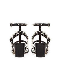Rockstud Calfskin Ankle Strap Sandals