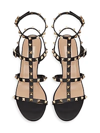 Rockstud Calfskin Ankle Strap Sandals