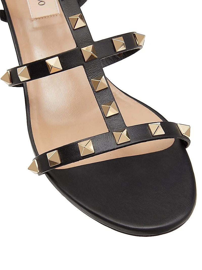 Rockstud Calfskin Ankle Strap Sandals
