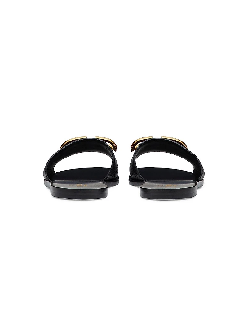 VLogo Signature Slide Sandals Grainy Cowhide
