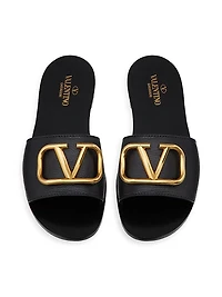 VLogo Signature Slide Sandals Grainy Cowhide
