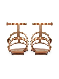 Rockstud Flat Calfskin Sandals with Straps