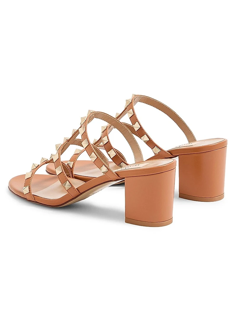 Rockstud Calfskin Leather Slide Sandals 60MM