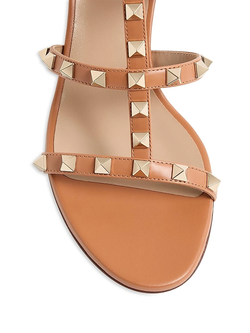 Rockstud Calfskin Leather Slide Sandals 60MM