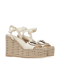 VLogo Calfskin Cut-Out Wedge Sandals 110 MM