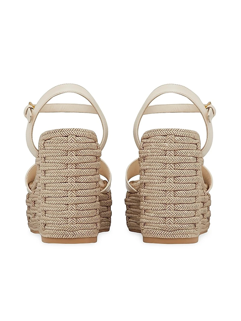VLogo Calfskin Cut-Out Wedge Sandals 110 MM