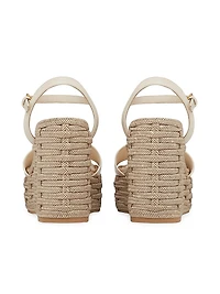 VLogo Calfskin Cut-Out Wedge Sandals 110 MM