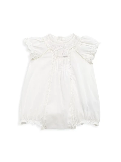 Baby Girl's Lace-Trim Cotton Bubble Romper