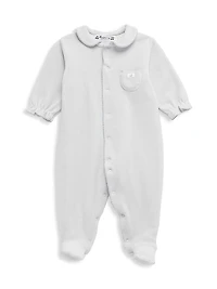 Baby Girl's Collared Velour Footie
