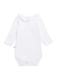 Baby Girl's Cherry Embroidered Ruffle-Trim Bodysuit