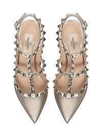 Rockstud Metallic Ankle Strap Pumps 100 MM