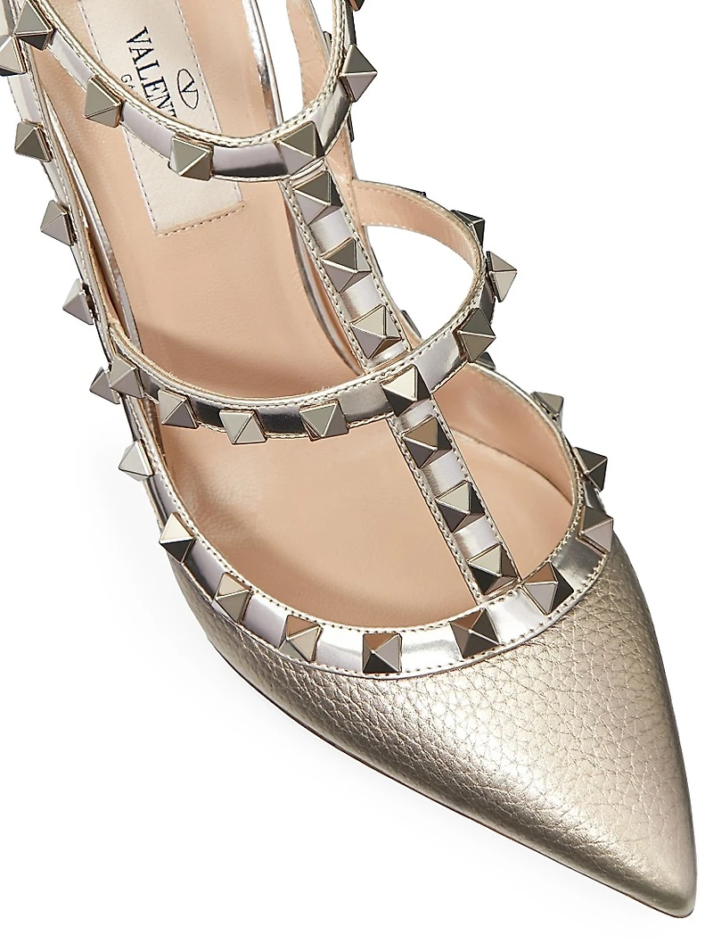 Rockstud Metallic Ankle Strap Pumps 100 MM