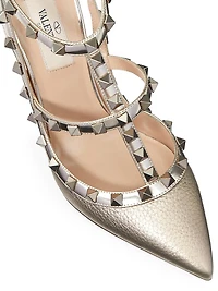 Rockstud Metallic Ankle Strap Pumps 100 MM