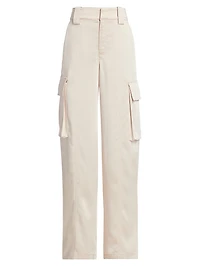 Bryan Wide-Leg Satin Cargo Pants