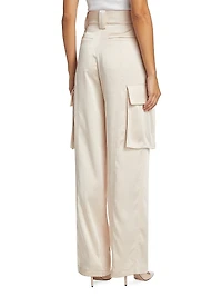 Bryan Wide-Leg Satin Cargo Pants