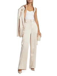 Bryan Wide-Leg Satin Cargo Pants