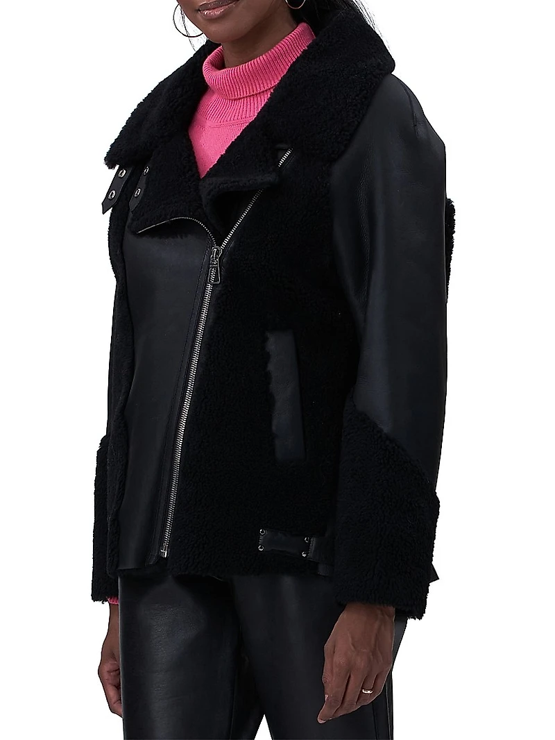 Shearling Lamb Zip Moto Jacket