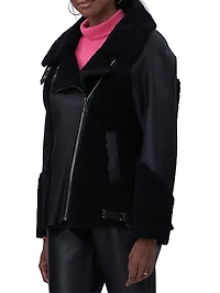Shearling Lamb Zip Moto Jacket