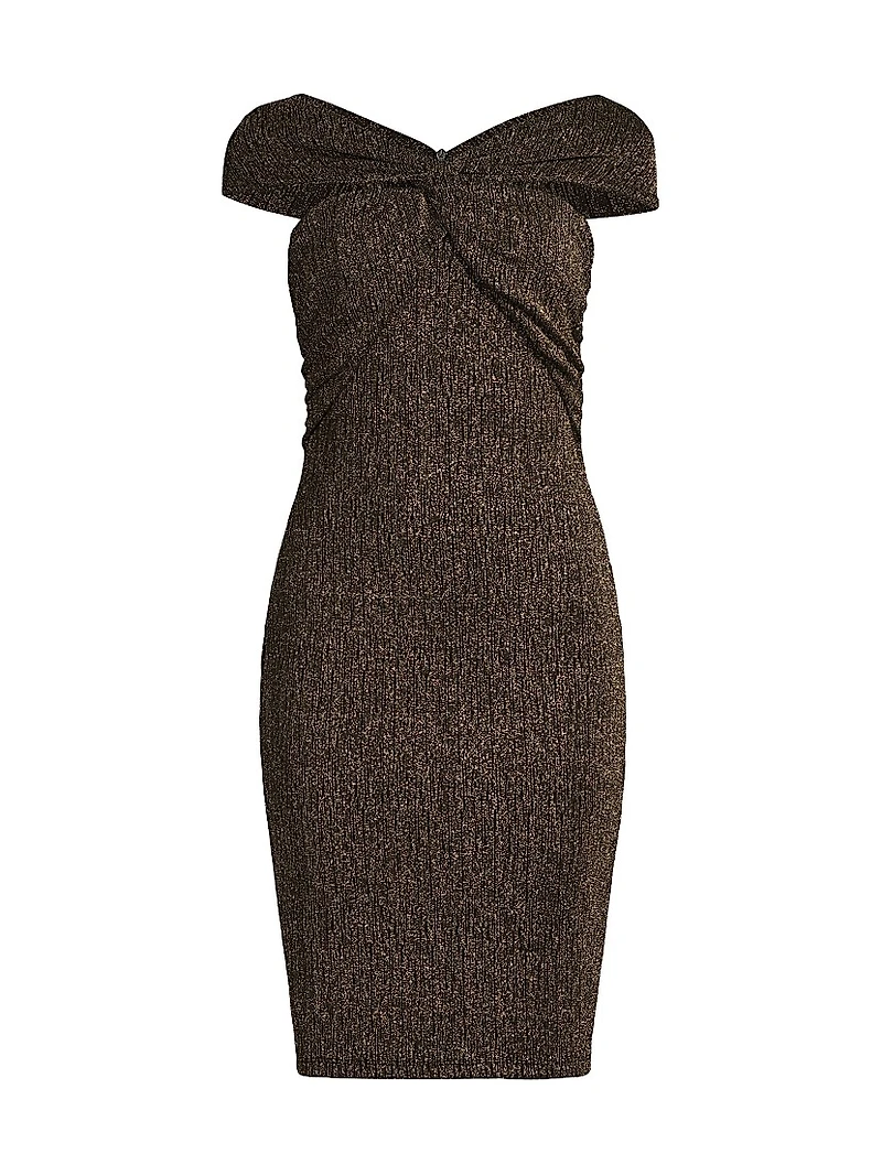 Delahart Twist-Front Off-The-Shoulder Sheath Dress