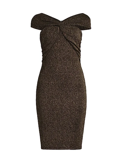 Delahart Twist-Front Off-The-Shoulder Sheath Dress