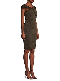Delahart Twist-Front Off-The-Shoulder Sheath Dress