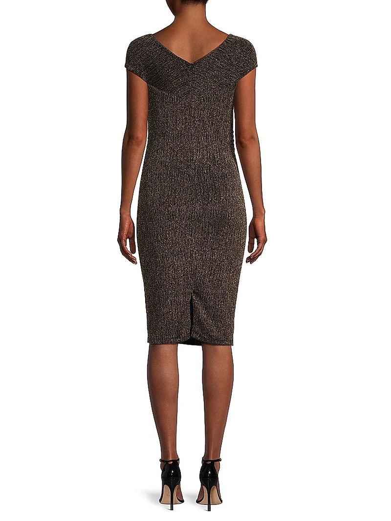 Delahart Twist-Front Off-The-Shoulder Sheath Dress