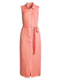Linen Sleeveless Shirtdress