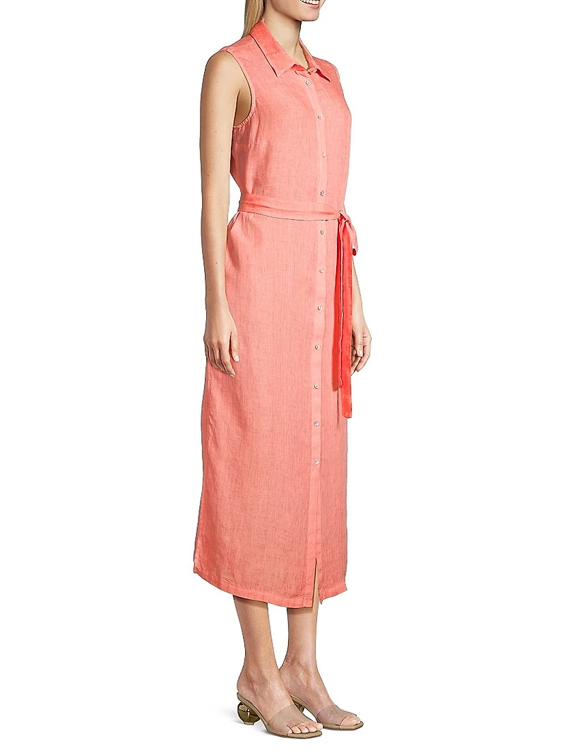 Linen Sleeveless Shirtdress