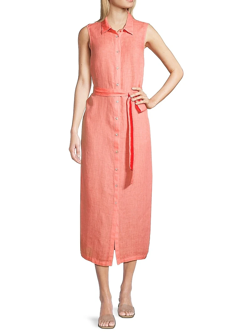 Linen Sleeveless Shirtdress