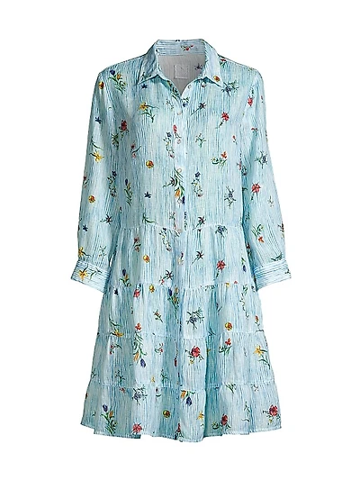 Striped Floral Linen Minidress