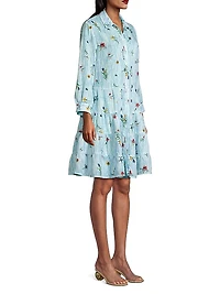 Striped Floral Linen Minidress
