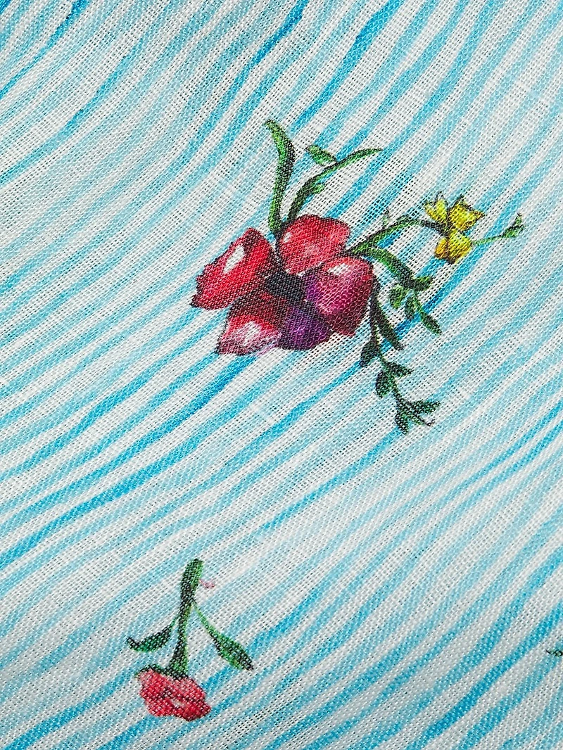 Linen Striped Wide-Leg Pants