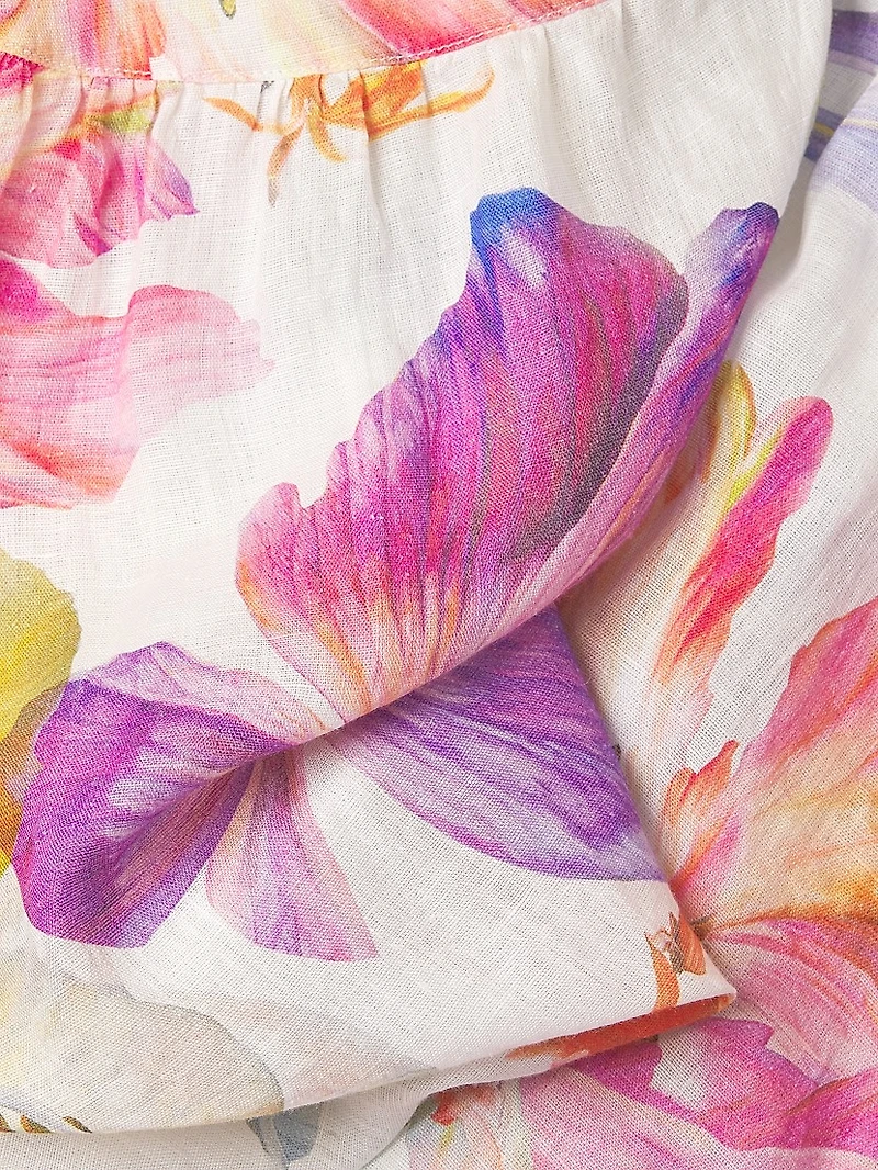 Linen Floral Halter Maxi Dress