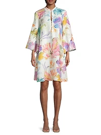 Linen Floral Shift Minidress