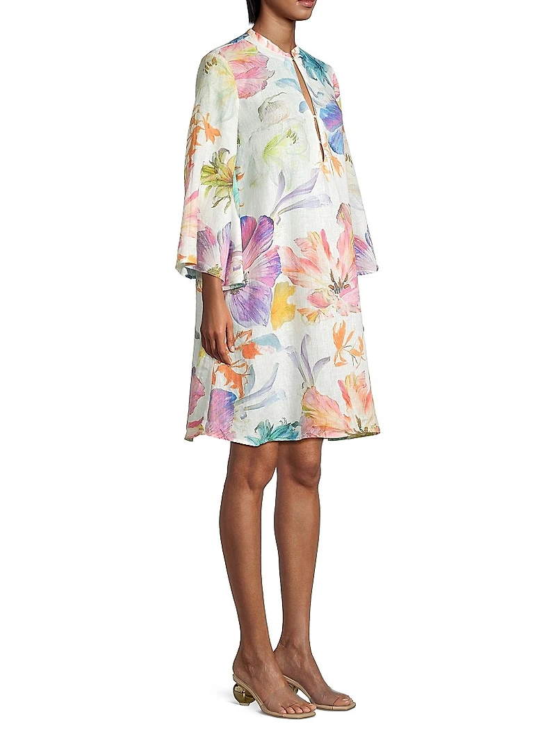 Linen Floral Shift Minidress