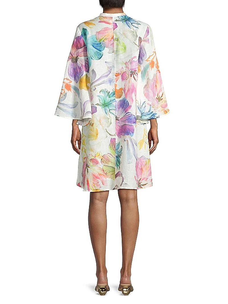 Linen Floral Shift Minidress