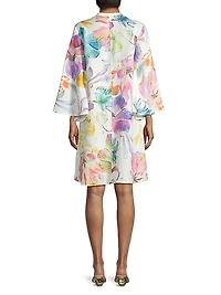Linen Floral Shift Minidress