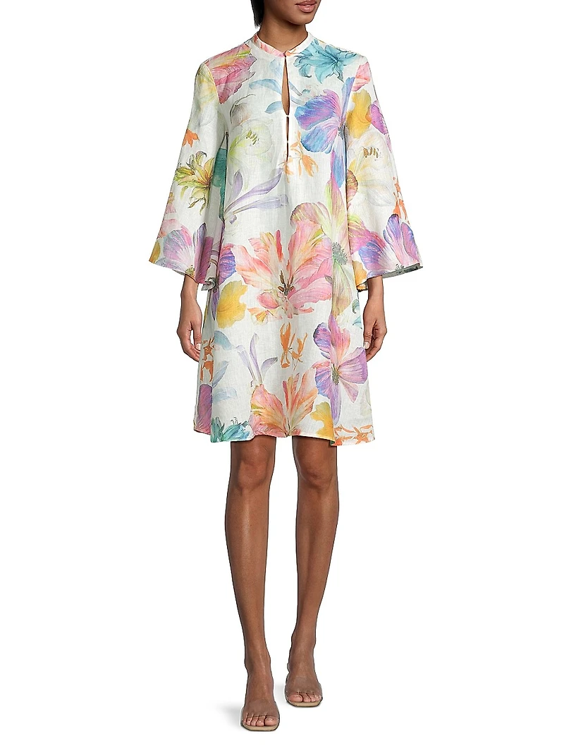 Linen Floral Shift Minidress