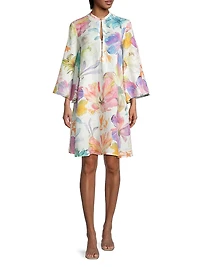 Linen Floral Shift Minidress