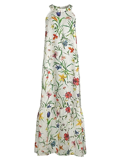 Linen Floral Maxi Dress