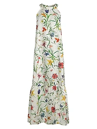 Linen Floral Maxi Dress