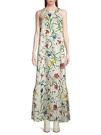 Linen Floral Maxi Dress