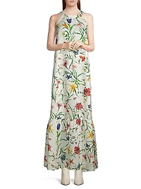 Linen Floral Maxi Dress