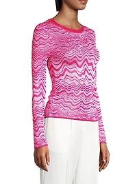 Wavy Jacquard Crewneck Sweater