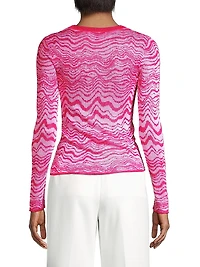 Wavy Jacquard Crewneck Sweater