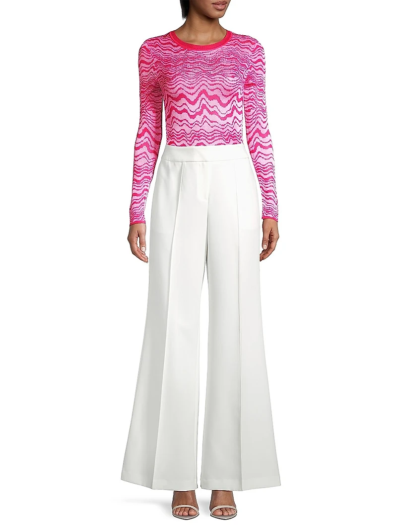 Wavy Jacquard Crewneck Sweater