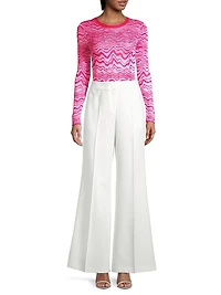 Wavy Jacquard Crewneck Sweater