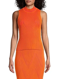 Rib-Knit Mock Turtleneck Top